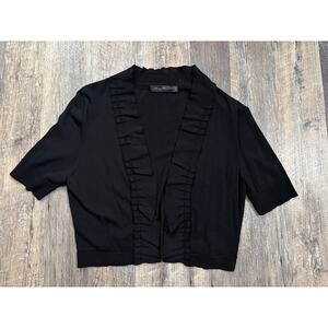 The Limited Black Ruffle Trim Cardigan